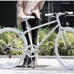 【ネット決済】自転車 クロスバイク　白　着脱式泥除け付　