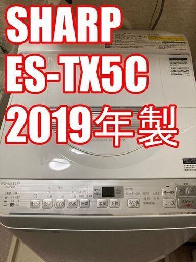 【引き取り来られる方限定】SHARP シャープ 電気洗濯乾燥機 ES-TX5C-S 2019年 ホワイト