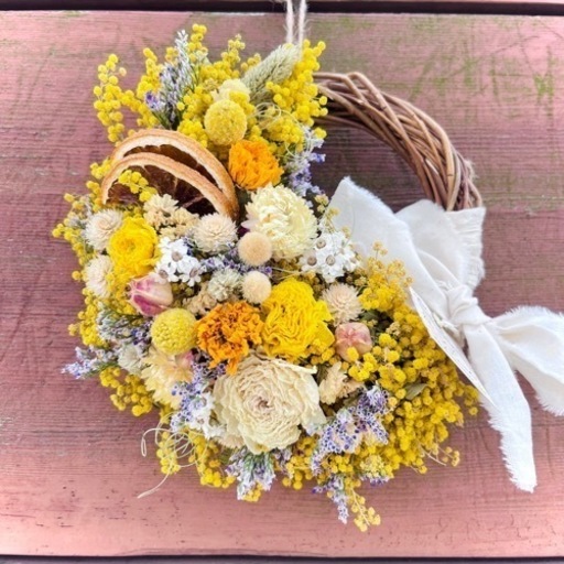 リース ミモザ 母の日ギフト ◇ミモザリース◇ミモザ◇母の日ギフト