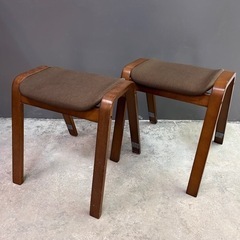 木製スツール　2脚セット　リュークダークブラウン　ニトリ　椅子