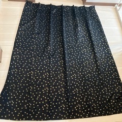 【美品】カーテン　遮光　黒　星　キラキラ　ラメ　2枚組　