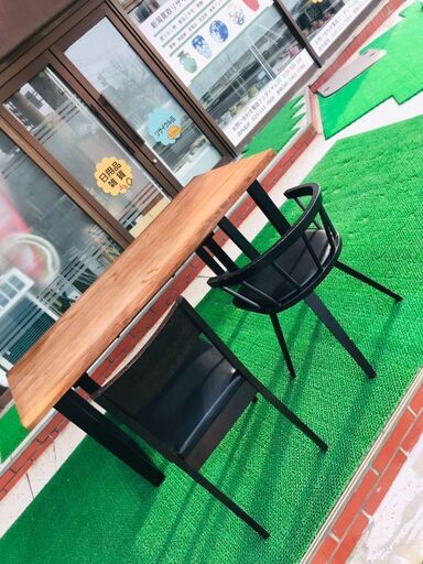 ダイニングテーブル チェア2脚 長イス1脚 セット 木製天板