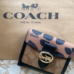 【ネット決済・配送可】COACH レディース財布　ヒョウ柄　6260