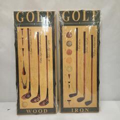 未開封　イタリア製　木製　アートパネル　2枚　ゴルフ　デザイン　...