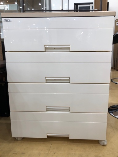 【軽トラック貸出サービス有】ウッドトッププラチェスト　FITS  4段　ナチュラル×ホワイト