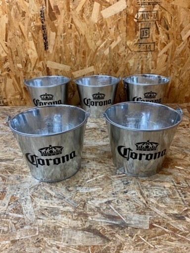 (6241) コロナビール バケツ ブリキ 5個 中古品