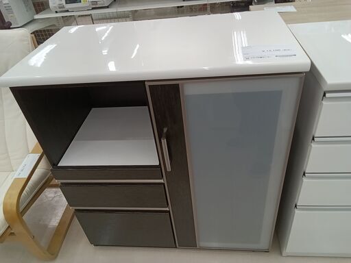 ★ジモティ割あり★ NITORI レンジ台 ブラック×ホワイト W90×D49.5×H101 クリーニング済み TC2586