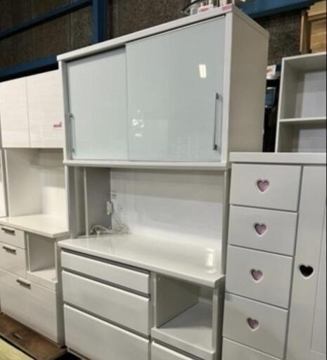 ☆激安!!☆ 大型 キッチンボード 大川家具 レンジボード ソフトクローズ 収納家具 食器棚、キッチン収納