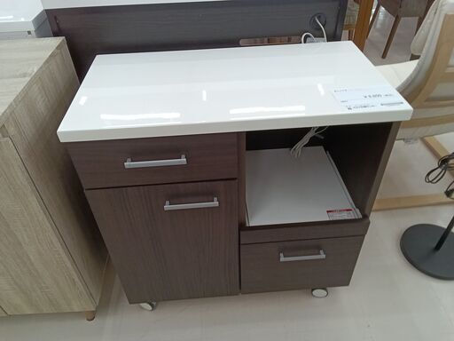 ★ジモティ割あり★ NITORI レンジ台 ホワイト×ダークブラウン W80×D42×H85.5 クリーニング済み TC2589