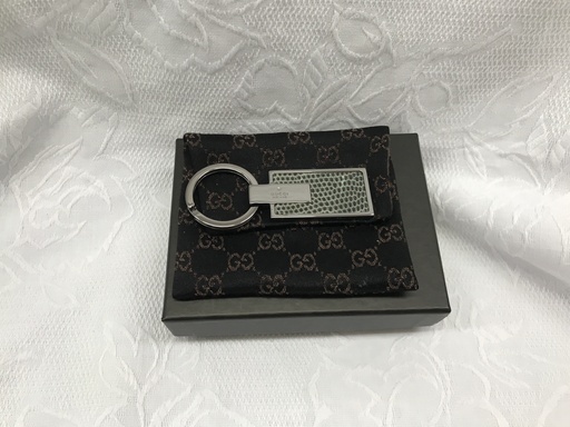 GUCCI/グッチ キーリング スクエアプレート SS グレー