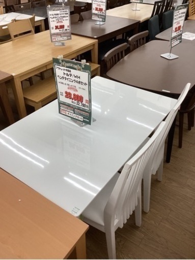 KD-56【新入荷　アウトレット】トルテ　ベンチダイニング4点セット　白