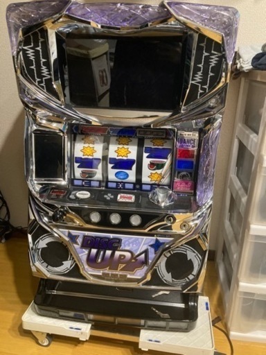 ディスクアップ　白パネル　コイン不要機　スロット　実機　台付き