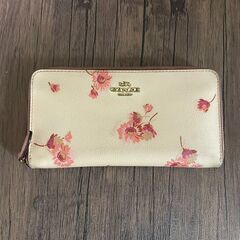 COACH 長財布 花柄 ホワイト ピンク サイフ コーチ 正規品