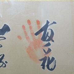 大相撲の関取の手形です。センターに庄之助の書と貴乃花　北の湖　琴桜の手形