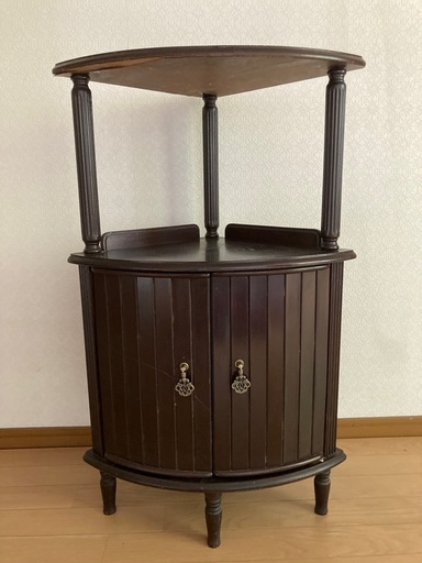 コーナーラック 木製 棚 アンティーク ブラウン 2段 シェルフ