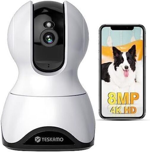 YESKAMO 800万画素 ペットカメラ ネットワークカメラ ベビーモニター