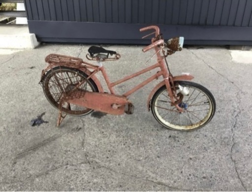 276★岐阜発　④時代物/昭和レトロ/子供用自転車/メーカー等不明/ヴィンテージ/サビ、パンク有り/色塗り/ジャンク/現状品□8/11□★