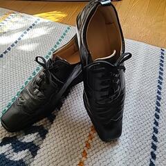 皮革  本革 革靴 スニーカー 黒 ブラック ウェッジソール