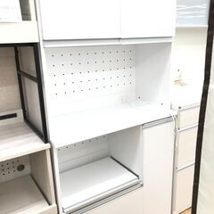 ★ジモティ割あり★  食器棚 白 H180×W90×D46 クリ...