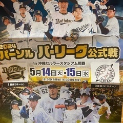 【ネット決済・配送可】5/15(水) オリックスVSロッテ 内野...