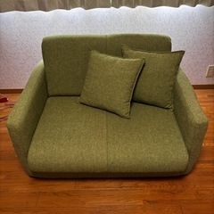 家具 ソファベッド クッション付　緑 グリーン