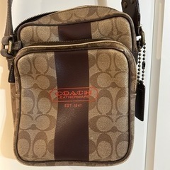 COACH ショルダーバック  ヘリテージ　ストライプ　ブラウン...