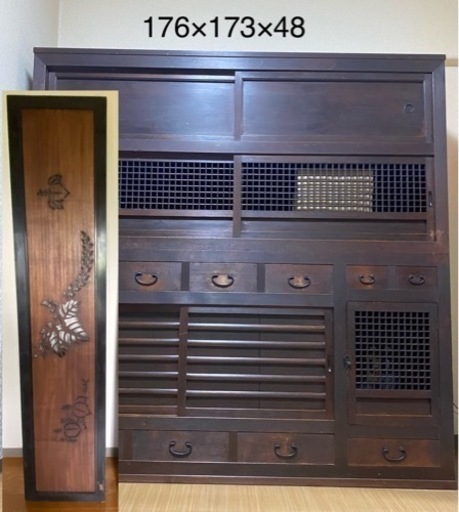 水屋箪笥、欄間、樽、古家具、他