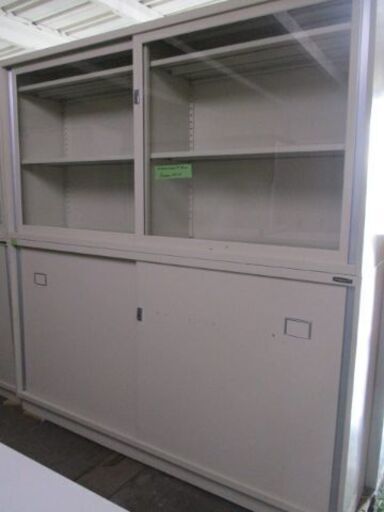 【引き取り限定】W1800　書庫　上下セット　引き違い扉