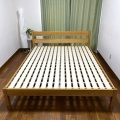 極美品✨MUJIの人気すのこクイーンサイズベッドフレーム！収納付き✨