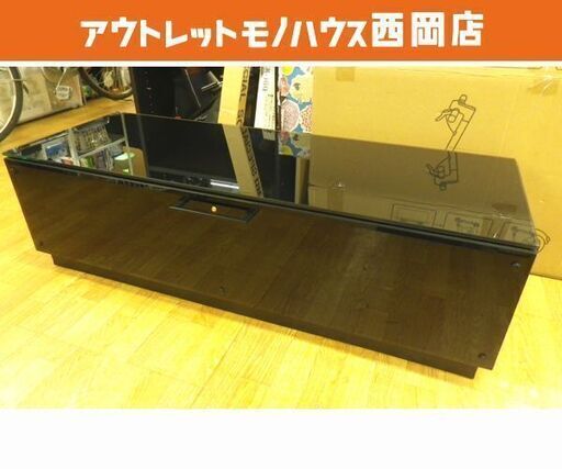 黒ガラス テレビボード 幅120㎝ ブラック 引出し付き ダンパー扉 TV台 テレビ台 TVボード　西岡店