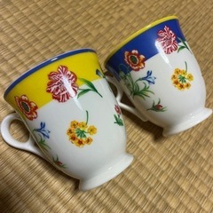 花柄ペアマグカップ
