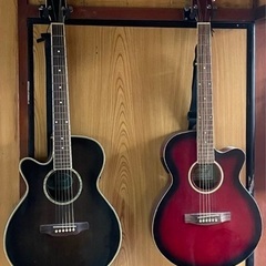 左利きアコースティックギター（写真左）
