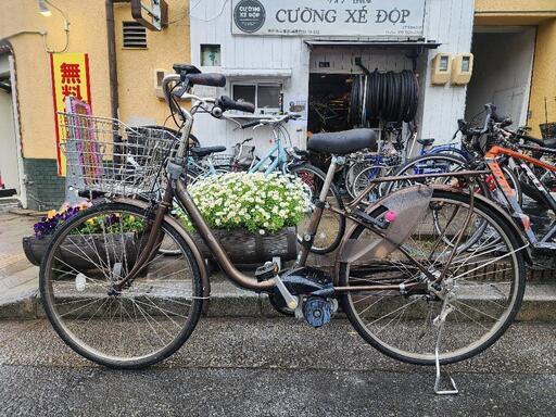 電動自転車　２６インチ　バッテリー　充電器　付き　３変速　茶色　配達可能