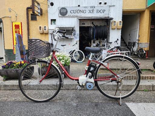 電動アシスト自転車　２６インチ　パナソニック　バッテリー　6.6ah　充電器　付き　３変速　赤