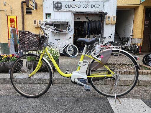 電動アシスト自転車　パナソニック　２６インチ　バッテリー　充電器　付き　３変速　緑　配達可能