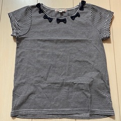 エニィファムキッズの半袖Tシャツ 130 リボン紺ボーダー