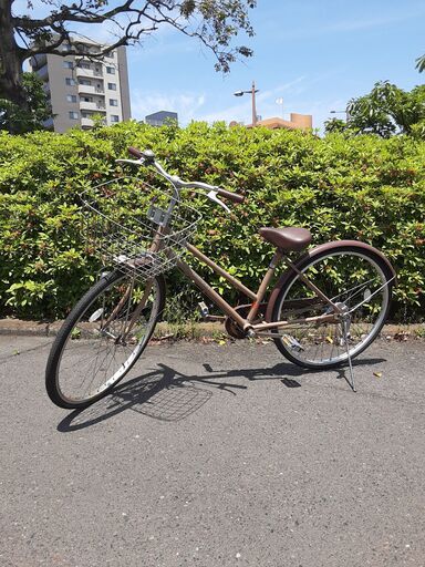 リサイクルショップどりーむ天保山店　No1143　自転車　ブラウン　ライト付　カゴ付き