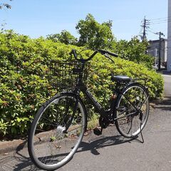 リサイクルショップどりーむ天保山店　No1144　自転車　黒　６段階ギア　LEDオートライト付き　カゴ付き　状態良好