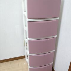 ※決定済み【美品】スリム型 5段 ピンク家具 収納家具 プラチェスト