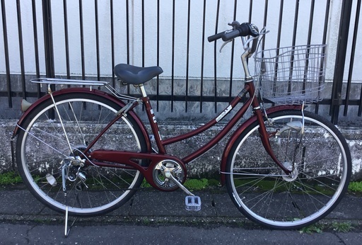 ＜整備済・美品車＞シティサイクル・26インチ自転車・外装6段変速・LEDオートライト・鍵付き