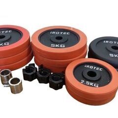 IROTEC(アイロテック) ラバープレート+バーベルシャフトセット　バーベル・ダンベル兼用　