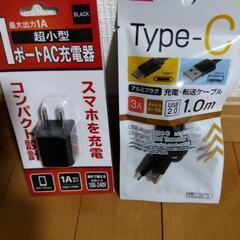 海外でも使える! 2点 超小型 AC充電器 & Type-C充電...