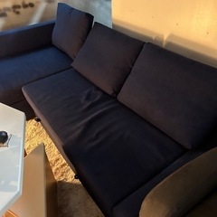 家具 ソファ 3人掛けソファIKEA 収納付きカウチソファ ブルー