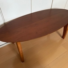 【美品】天然木サーフ型　折りたたみローテーブル