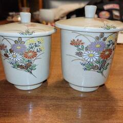 薩摩焼　夫婦湯呑　漆間陶芸　ペア　2個セット　和柄　お茶　お花