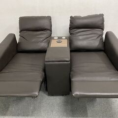 ニトリ/NITOR 2人掛け 牛革/合成皮革 ブラウン 電動リクライニングソファ BOX付き 中古家具 店頭引取歓迎 R8235