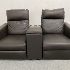 ニトリ/NITOR 2人掛け 牛革/合成皮革 ブラウン 電動リクライニングソファ BOX付き 中古家具 店頭引取歓迎 R8235