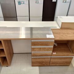 ☆ジモティ割あり☆ キッチンカウンター シルバー×ナチュラル H90×D44