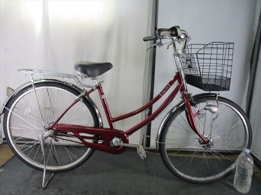 D494　★限定特価★ 中古自転車 【　26インチ　ママチャリ　えんじ　3段　LEDオートライト 】