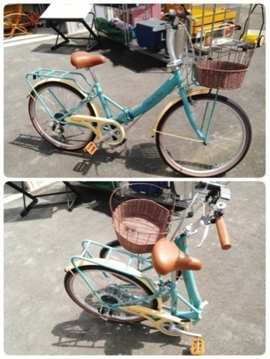 ● Z) KCD 未使用品! EUROPA simple style シンプルスタイル カゴ付き 24インチ 折りたたみ自転車 低床フレーム 6段変速 ③